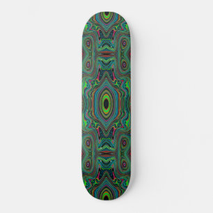 Skateboard Patrón abstracto retro alucinante de negro y verde