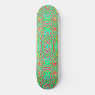 Skateboard Patrón abstracto retro de naranja y verde lima