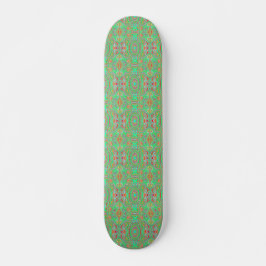Skateboard Patrón abstracto retro de naranja y verde lima