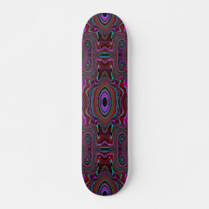 Skateboard Patrón abstracto verde y magenta de espuma de mar 