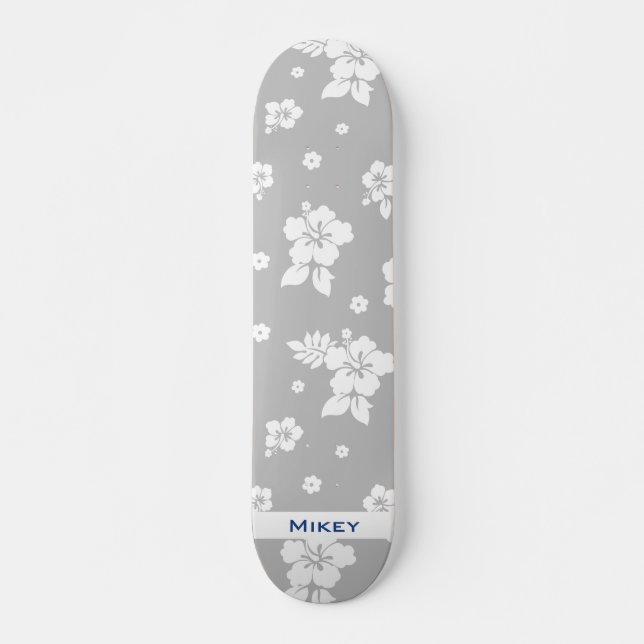 Skateboard Patrón Aloha Gray Classic Hawaii sin foco (Anverso )