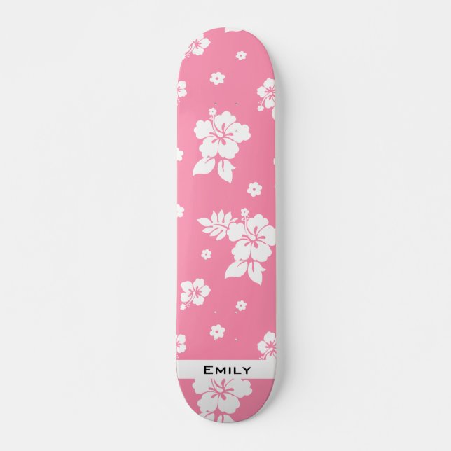 Skateboard Patrón Aloha Pink Classic Hawai Seamless (Anverso )