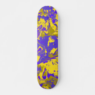 Skateboard Patrón amarillo azul abstracto