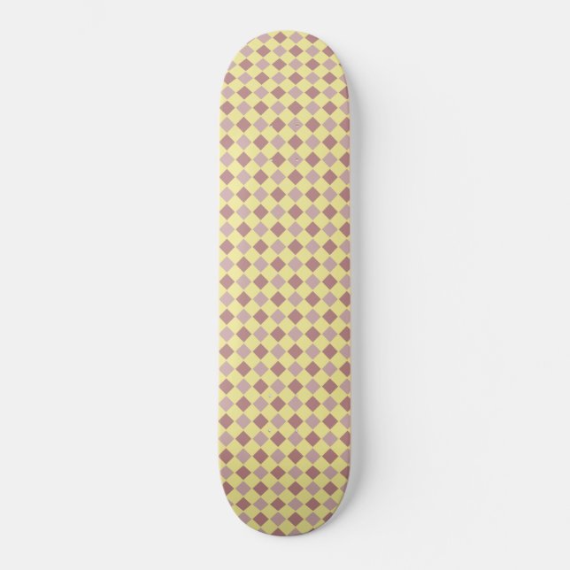 Skateboard Patrón amarillo y malva pastel (Anverso)