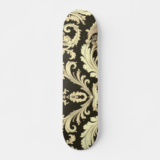 Skateboard Patrón antiguo de flores marrones