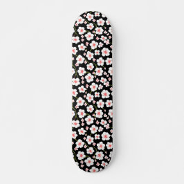 Skateboard Patrón Antiguo Estético Floral Daisy Negra Lindo