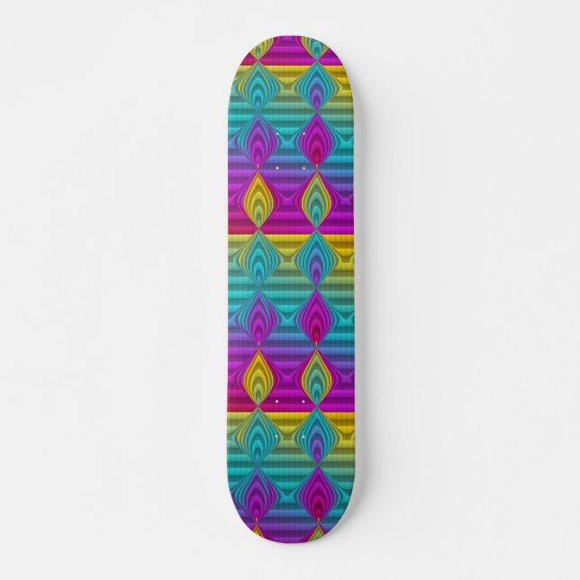 Skateboard Patrón ARTs - rayas 3D coloreadas 21 (Anverso )