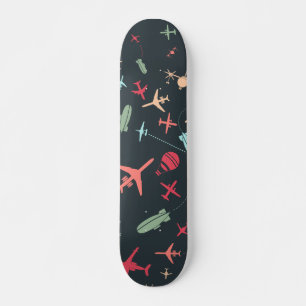 Skateboard Patrón avión negro y avión