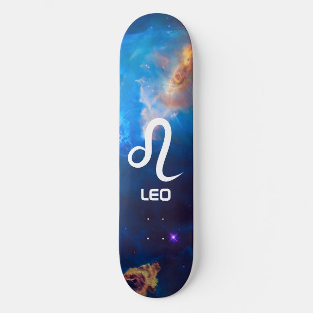 Skateboard Patrón azul de Leo Zodiac (Anverso)