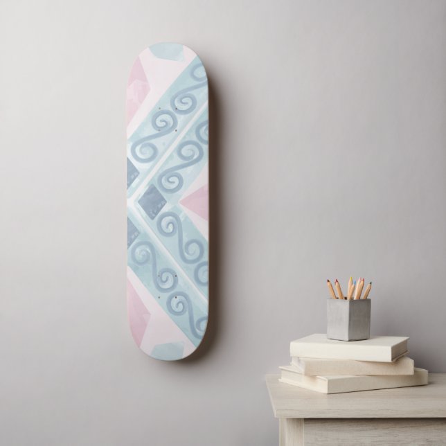 Skateboard patrón azul en forma de diamante (Arte de la pared)