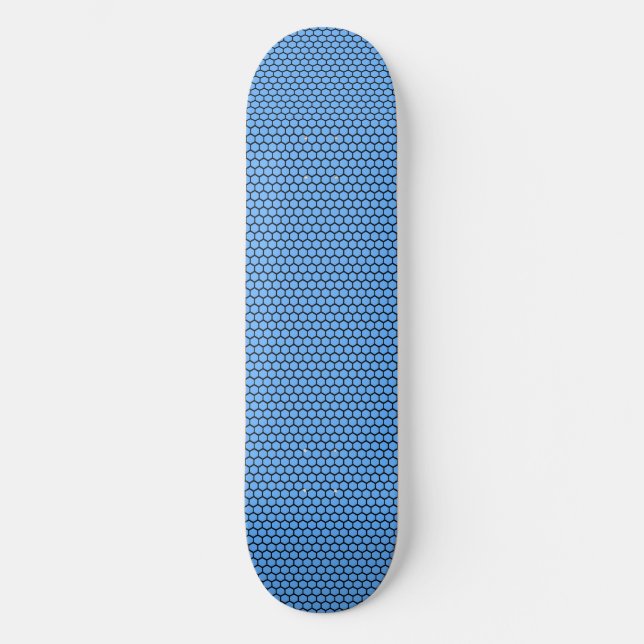 Skateboard Patrón azul negro de hexágono (Anverso)
