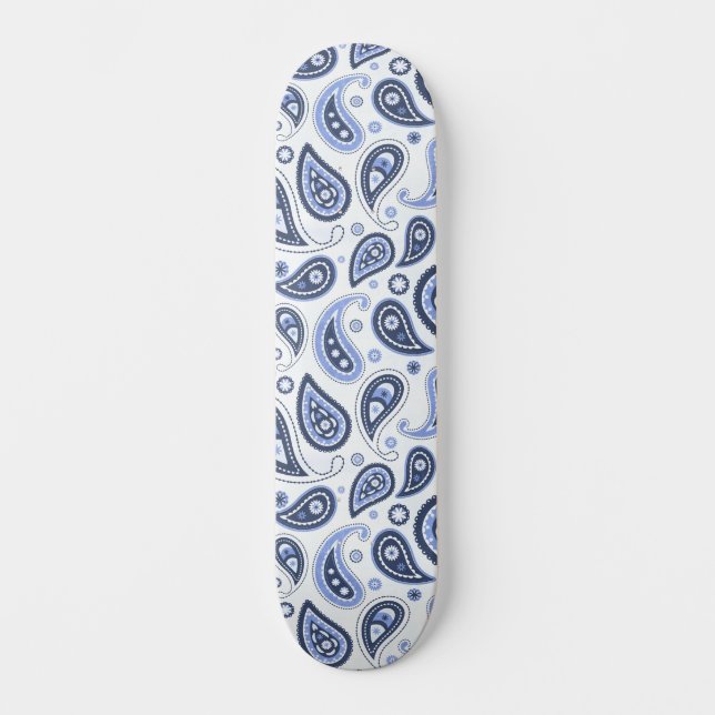 Skateboard Patrón azul paisley (Anverso)