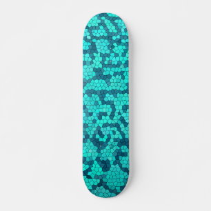Skateboard Patrón azul Verde azulado turquesa