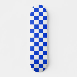 Skateboard Patrón azul y blanco brillante verificado
