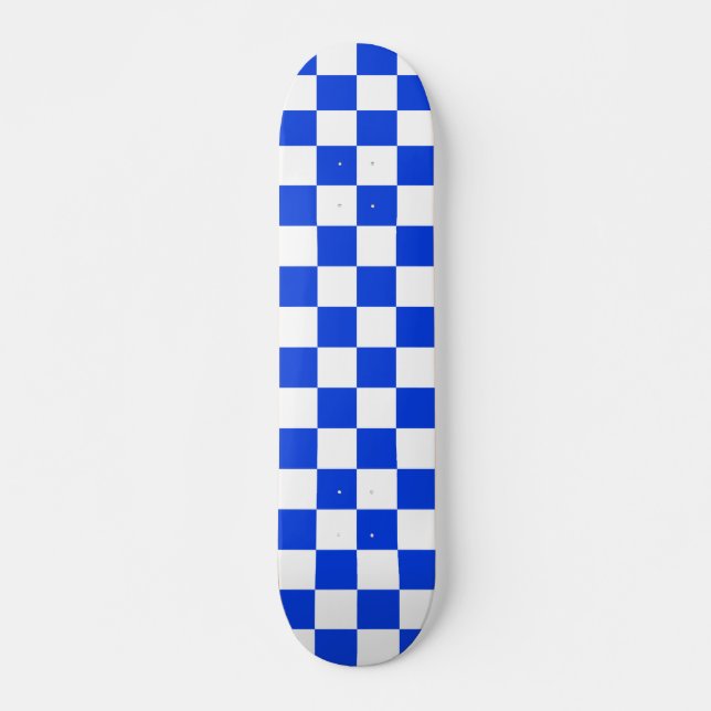 Skateboard Patrón azul y blanco brillante verificado (Anverso )