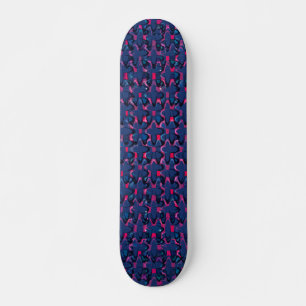 Skateboard Patrón azul y rosa retro