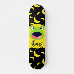 Skateboard Patrón bananero de rana fina
