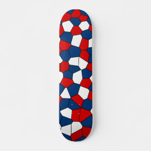 Skateboard Patrón blanco azul rojo