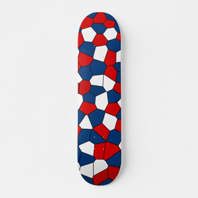 Skateboard Patrón blanco azul rojo (Anverso )