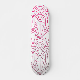 Skateboard Patrón blanco rosado del Art Deco moderno de Guay