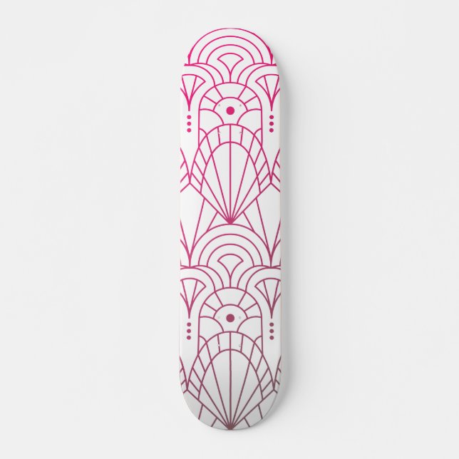 Skateboard Patrón blanco rosado del Art Deco moderno de Guay (Anverso )