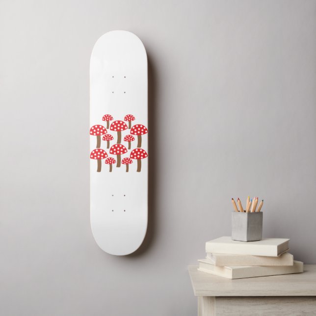 Skateboard Patrón Botánico de Hongo Rojo Lindo (Arte de la pared)