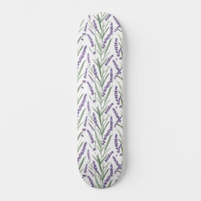 Skateboard Patrón botánico de lavanda (Anverso)