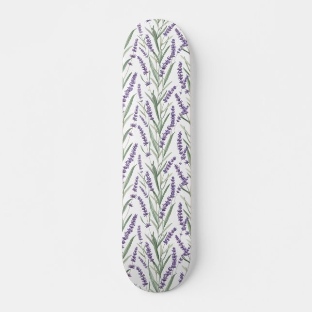 Skateboard Patrón botánico de lavanda (Anverso )