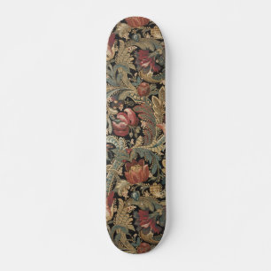 Skateboard Patrón Botánico Floral Vintage Oscuro y Malhumorad