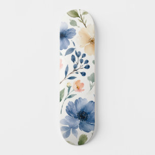 Skateboard Patrón Botánico Moderno de Flor Silvestre Acuarela