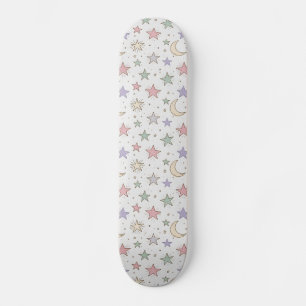 Skateboard Patrón caprichoso de luna y estrellas