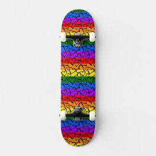 Skateboard Patrón cardíaco arco iris