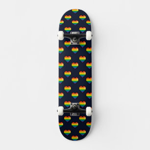 Skateboard Patrón cardíaco de 8 bits arco iris