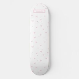 Skateboard Patrón cardíaco rosado de color de agua romántico