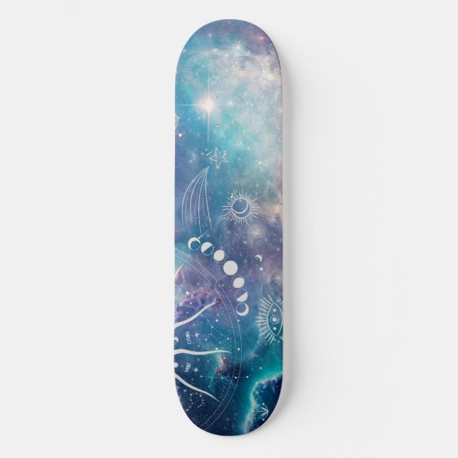 Skateboard Patrón celeste azul púrpura (Anverso)