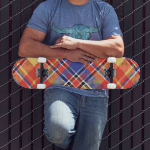 Skateboard Patrón Colorfull Trendy Geométrica Vintage