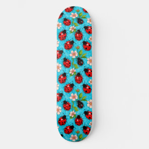 Skateboard Patrón Colorido de Mariquita con Flores