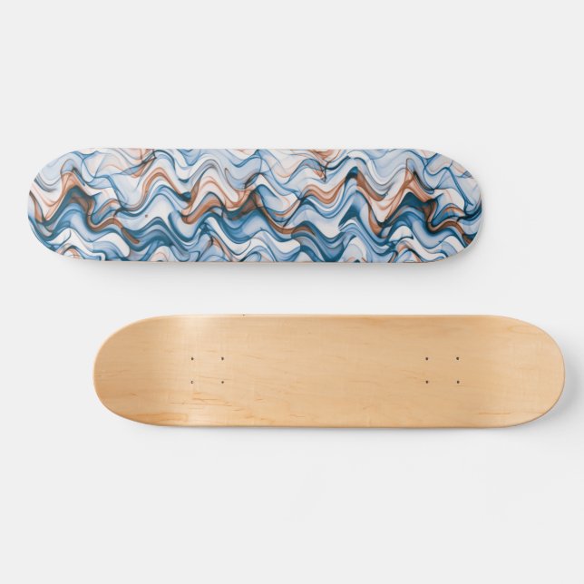 Skateboard Patrón con curvas onduladas azul y Naranja (Horz)