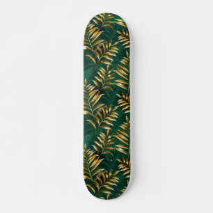 Skateboard Patrón continuo con helechos dorados