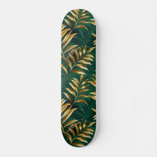 Skateboard Patrón continuo con helechos dorados
