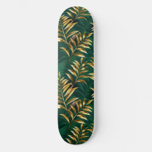 Skateboard Patrón continuo con helechos dorados