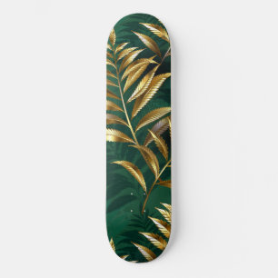 Skateboard Patrón continuo con helechos dorados