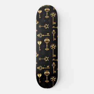 Skateboard Patrón continuo con llaves doradas