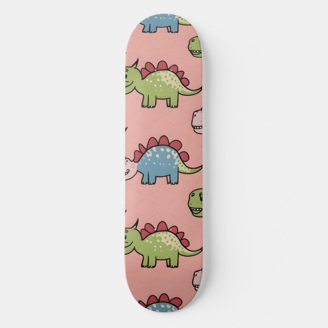 Skateboard Patrón continuo de dinosaurio lindo (Anverso)