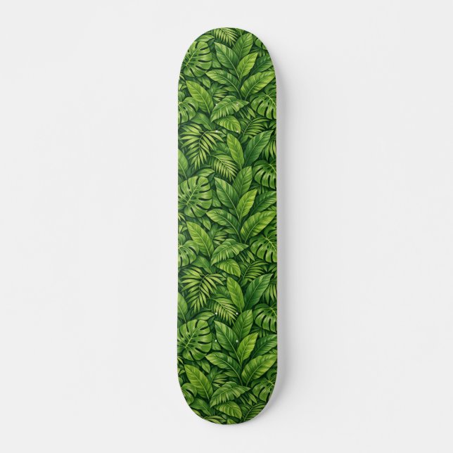 Skateboard Patrón continuo de hojas tropicales modernas (Anverso )