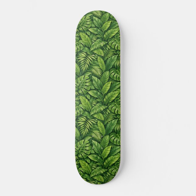 Skateboard Patrón continuo de hojas tropicales modernas (Anverso)