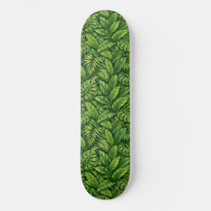 Skateboard Patrón continuo de hojas tropicales modernas