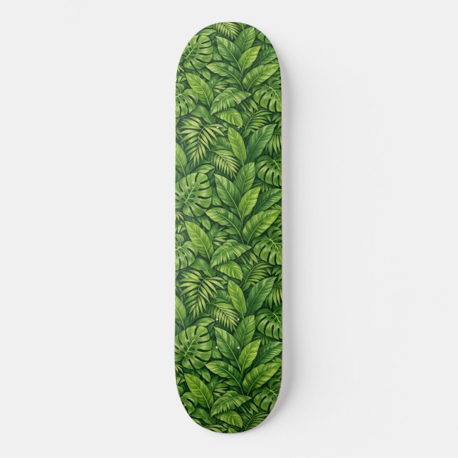 Skateboard Patrón continuo de hojas tropicales modernas (Anverso)