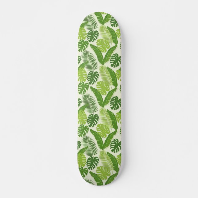 Skateboard Patrón continuo de hojas tropicales y Monstera (Anverso )