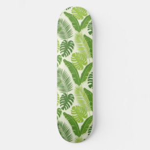 Skateboard Patrón continuo de hojas tropicales y Monstera